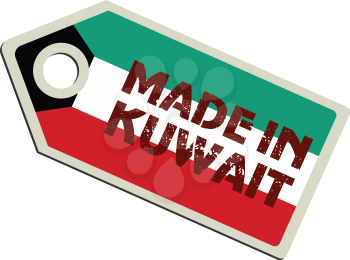 vector illustration of label with flag of Kuwait