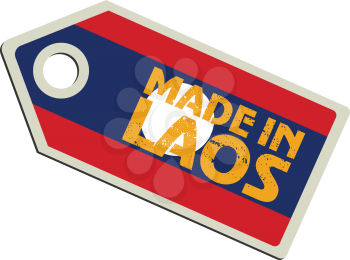 vector illustration of label with flag of Laos
