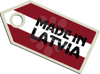 vector illustration of label with flag of Latvia