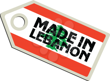 vector illustration of label with flag of Lebanon