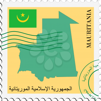 Image of stamp with map and flag of Mauritania