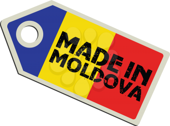 vector illustration of label with flag of Moldova