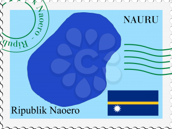 Image of stamp with map and flag of Nauru