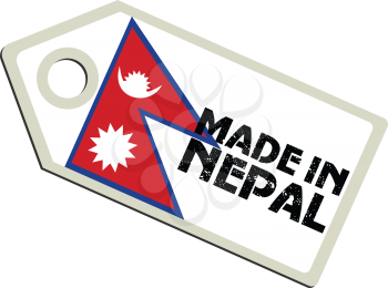 vector illustration of label with flag of Nepal