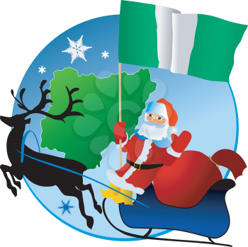 Santa Claus with flag of Nigeria