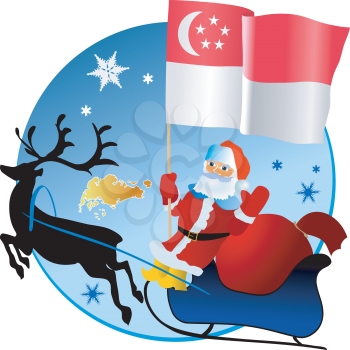 Santa Claus with flag of Singapore