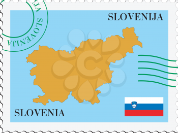 Image of stamp with map and flag of Slovenia