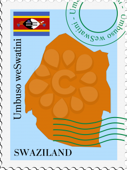 Image of stamp with map and flag of Swaziland