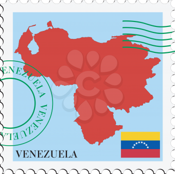 Image of stamp with map and flag of Venezuela