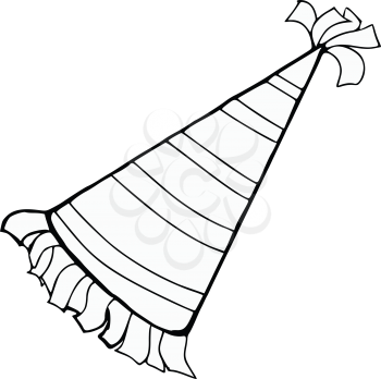 hand drawn, cartoon, sketch illustration of birthday hat
