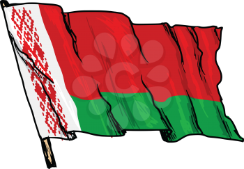 hand drawn, sketch, illustration of flag of Belarus
