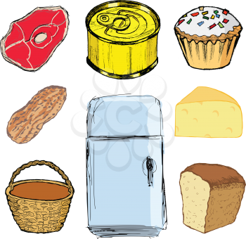 set of sketch illustration of food