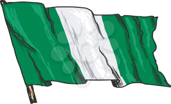 hand drawn, sketch, illustration of flag of Nigeria