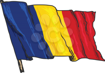 hand drawn, sketch, illustration of flag of Romania