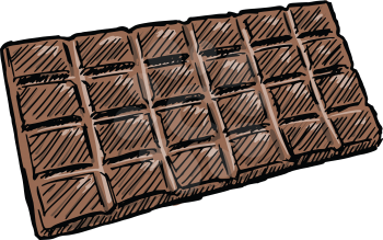 hand drawn, doodle, sketch illustration of bar of chocolate