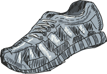 sketch, doodle, hand drawn illustration of training shoes