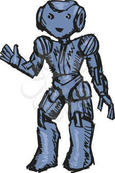sketch, doodle, hand drawn illustration of robot