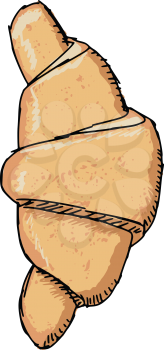 hand drawn, sketch illustration of croissant
