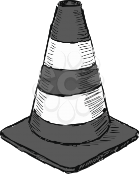 hand drawn, sketch illustration of traffic cone