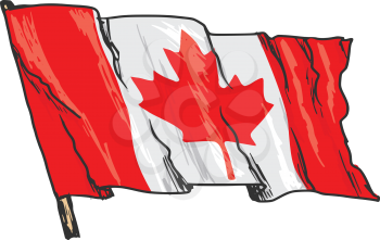 hand drawn, sketch, illustration of flag of Canada