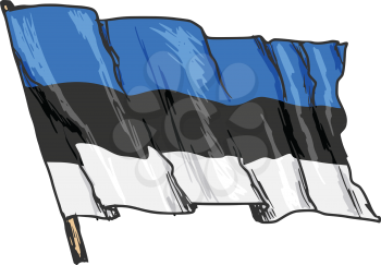 hand drawn, sketch, illustration of flag of Estonia