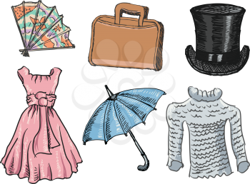 set of illustration of clothes and accessories