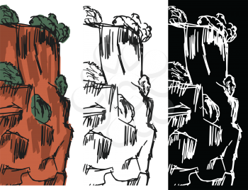 Editable vector illustrations in variations, cliff