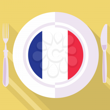 plate in flat style with flag of France