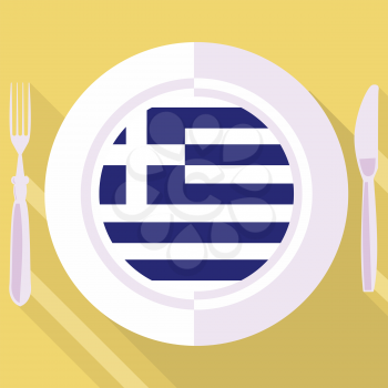 plate in flat style with flag of Greece
