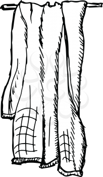 hand drawn, sketch illustration of towel