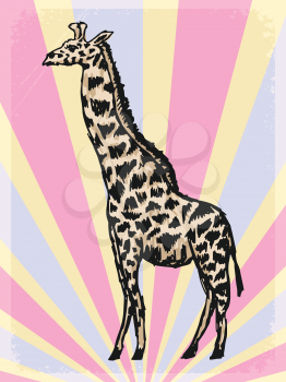 stylish, vintage, grunge background with giraffe