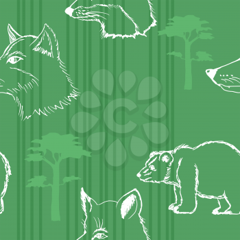 sample of seamless background with forest animals