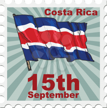 post stamp of national day of Costa Rica