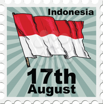 post stamp of national day of Indonesia