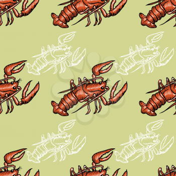 sample of seamless background with lobster