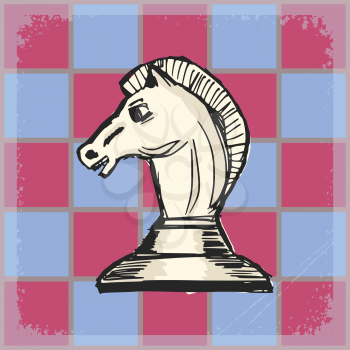 vintage, grunge background with chess knight