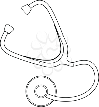outline illustration of stethoscope, medical tool