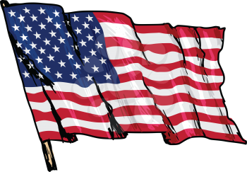hand drawn, sketch, illustration of flag of USA