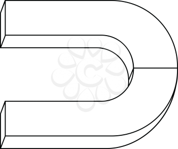 outline illustration of magnet, object of physics