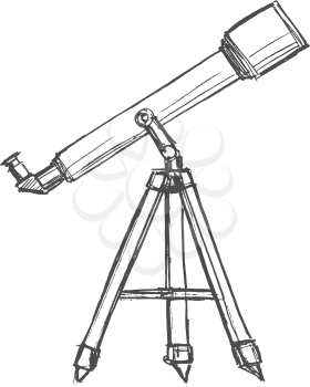 vector, sketch, hand drawn illustration of telescope