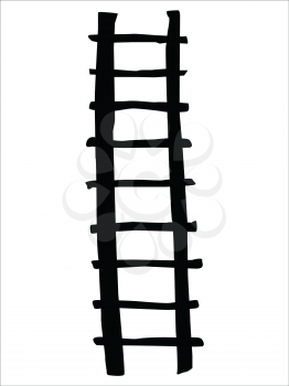 black silhouette of wooden ladder, domestic equipment