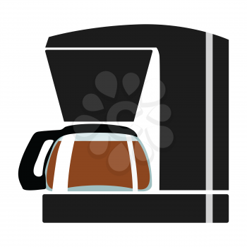 Simple, vector, color illustration of coffee maker. Side view, flat style. Motives for coffee, drinks, cuisine, breakfast, cheerfulness