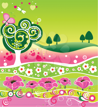 Royalty Free Clipart Image of a Decorative Summer Background
