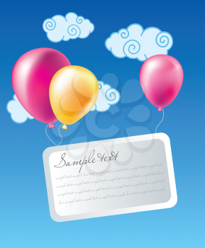 Royalty Free Clipart Image of Balloons in the Sky
