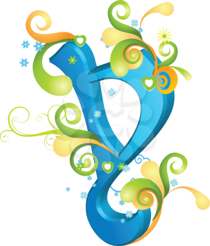 Royalty Free Clipart Image of a Decorative Letter