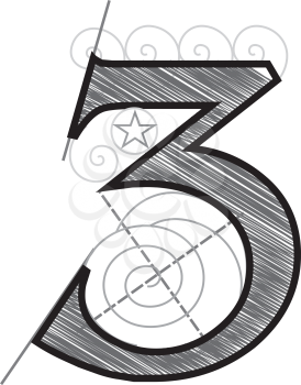 Royalty Free Clipart Image of a Decorative Number