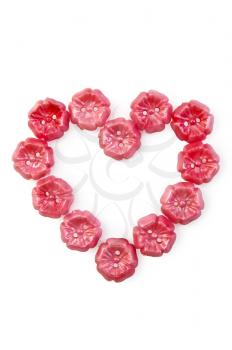 Heart of the pink buttons isolated on white background