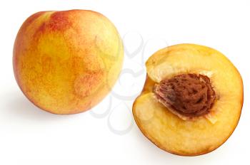 Peach and a half isolated on a white background