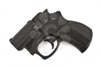 Black traumatic gun isolated on white background