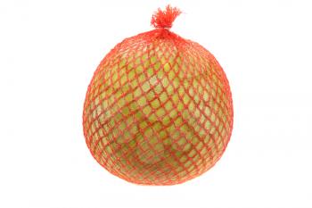 Royalty Free Photo of a Grapefruit in a Mesh Bag